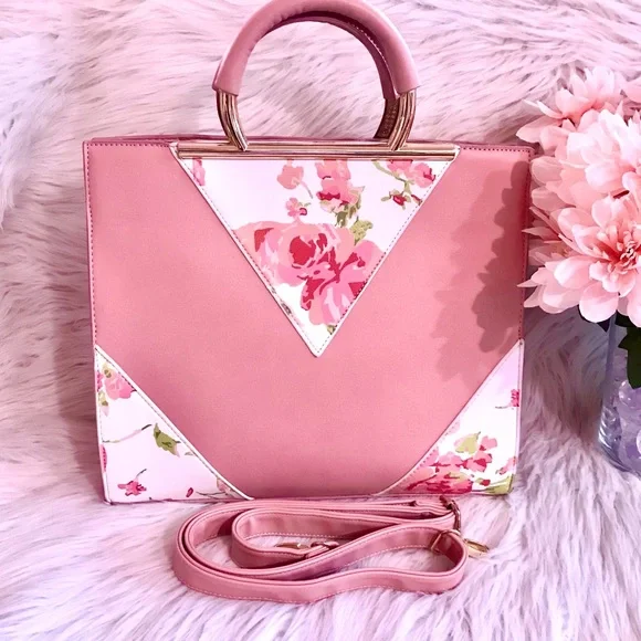 Eight by Under One Sky Pink Floral Handbag - Picture 2 of 9